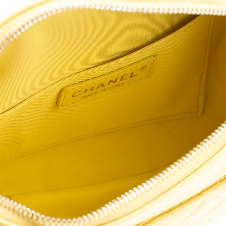 Pre Owned Chanel Yellow Quilted Leather Waist Bag