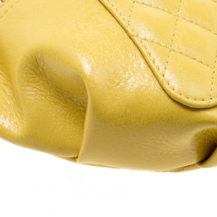 Pre Owned Chanel Yellow Quilted Leather Waist Bag