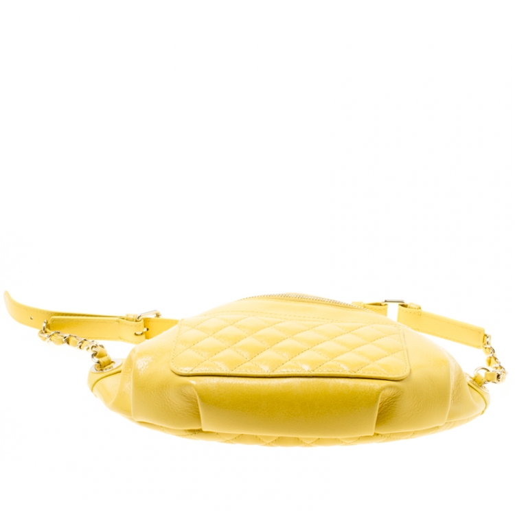 Pre Owned Chanel Yellow Quilted Leather Waist Bag