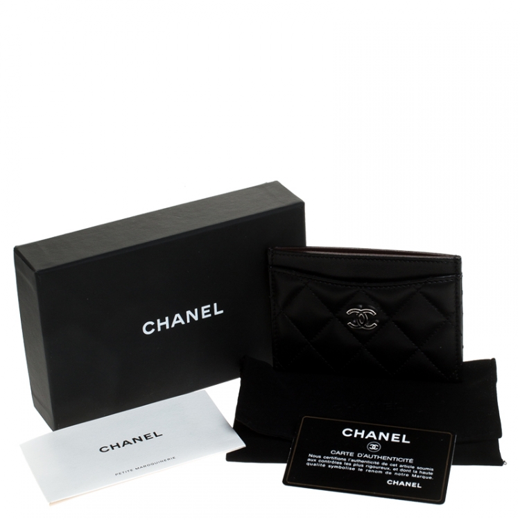 Pre Owned Chanel Black Quilted Leather Classic Card Holder