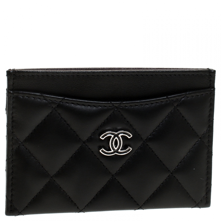 Pre Owned Chanel Black Quilted Leather Classic Card Holder