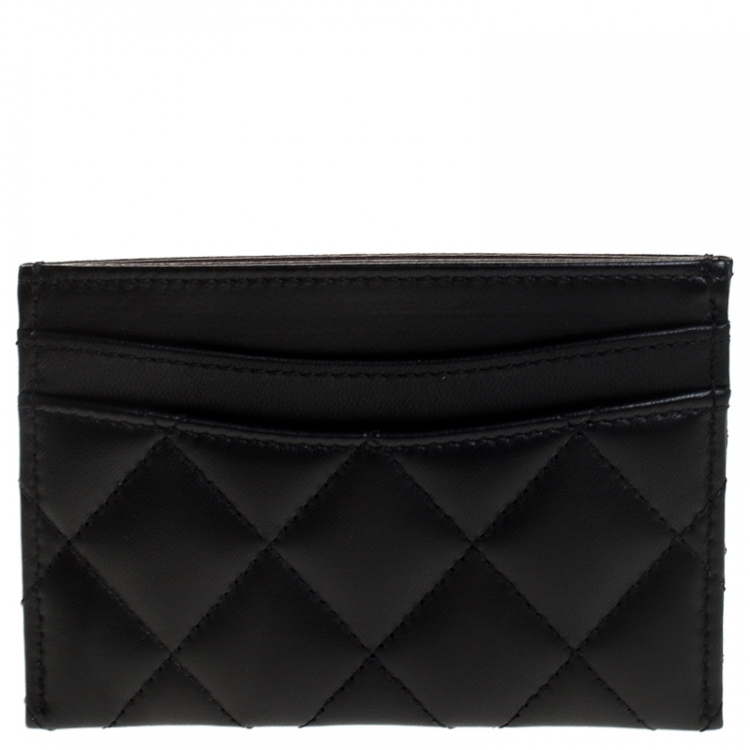 Pre Owned Chanel Black Quilted Leather Classic Card Holder