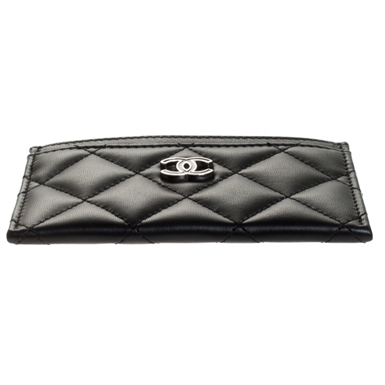 Pre Owned Chanel Black Quilted Leather Classic Card Holder