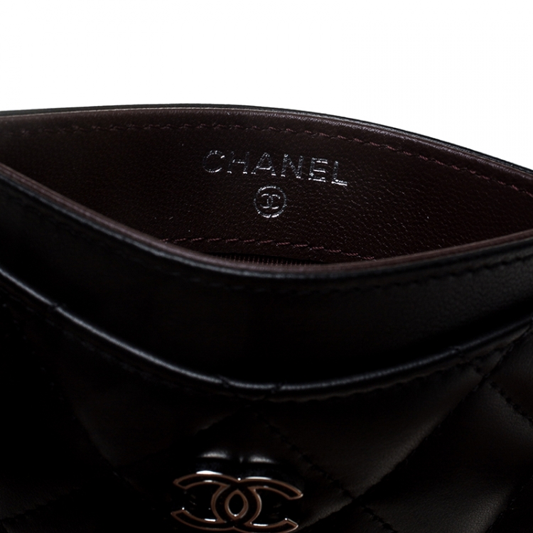 Pre Owned Chanel Black Quilted Leather Classic Card Holder