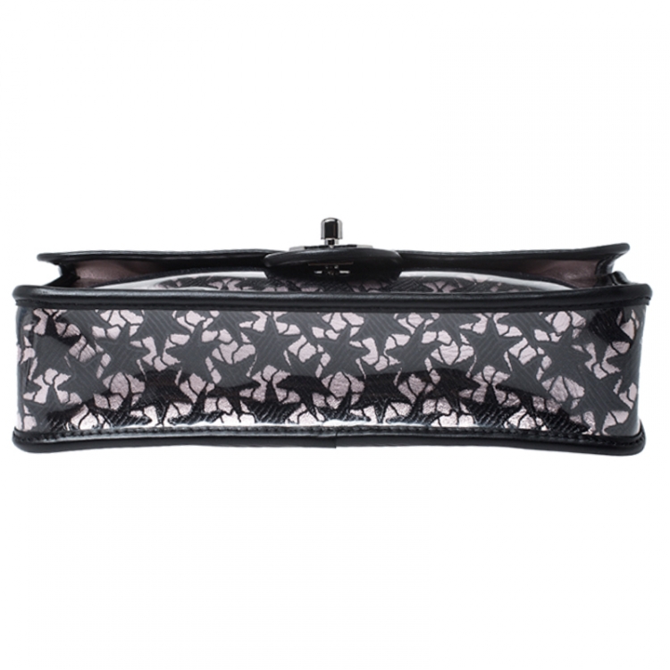Pre Owned Chanel Black/Pink PVC Over Lace Medium Classic Single Flap Bag