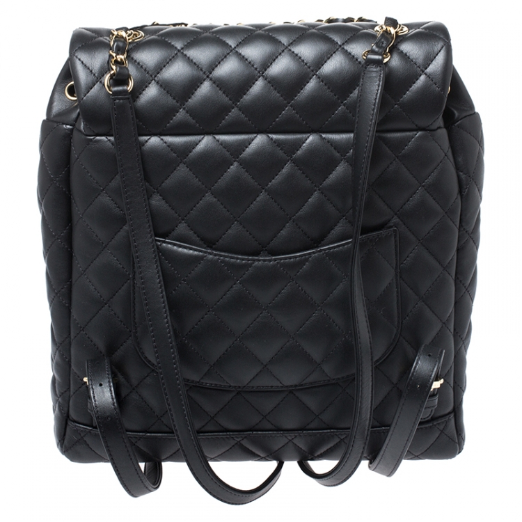 Pre Owned Chanel Black Quilted Leather Large Urban Spirit Backpack 