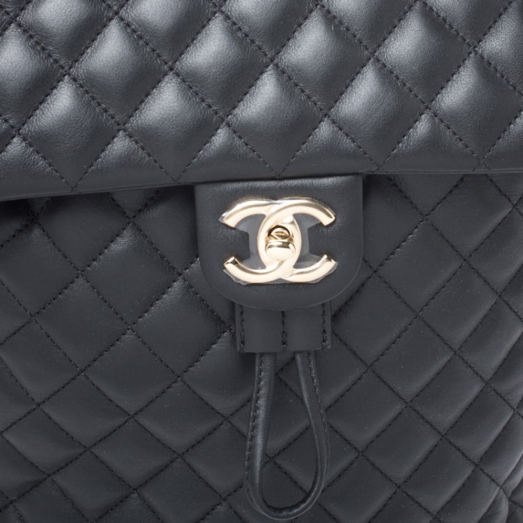 Pre Owned Chanel Black Quilted Leather Large Urban Spirit Backpack 
