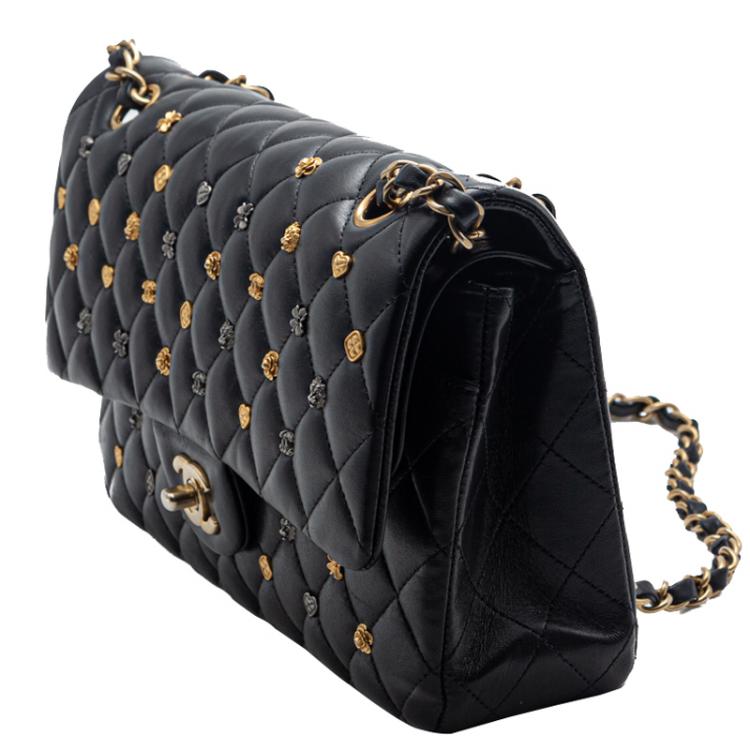 مملوكة مسبقًا Chanel Black Lambskin Lucky Charm Limited Quilted Flap Bag Medium Size 