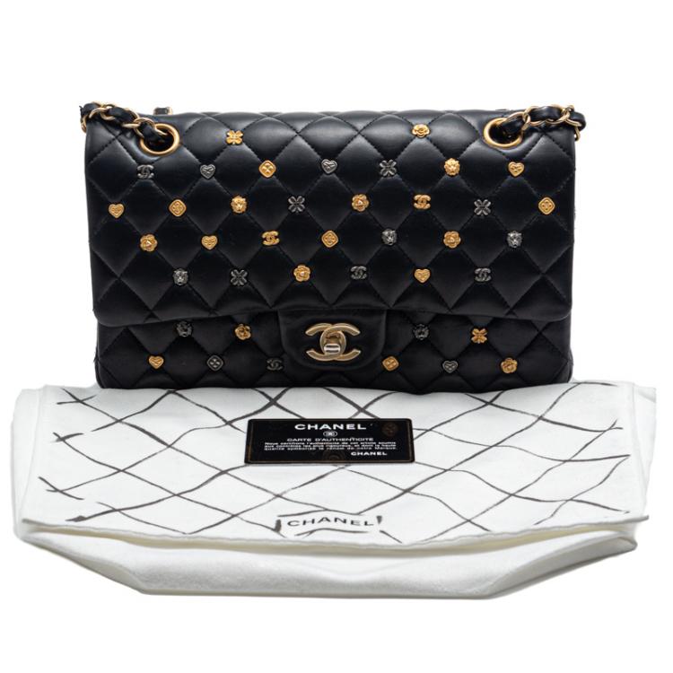 مملوكة مسبقًا Chanel Black Lambskin Lucky Charm Limited Quilted Flap Bag Medium Size 