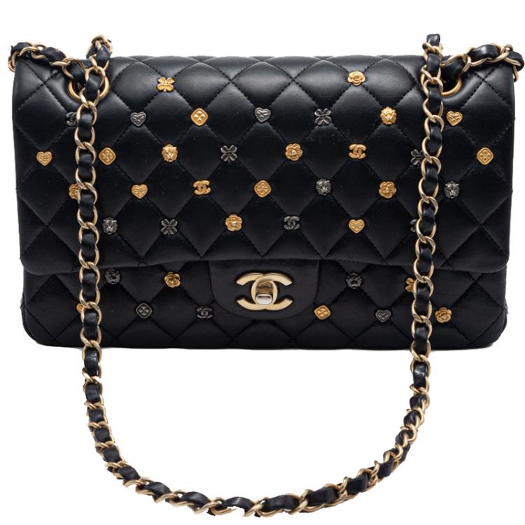 مملوكة مسبقًا Chanel Black Lambskin Lucky Charm Limited Quilted Flap Bag Medium Size 