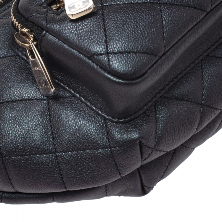 Pre Owned Chanel Metallic Green/Purple Quilted Leather Fanny Pack Waistbelt Bag