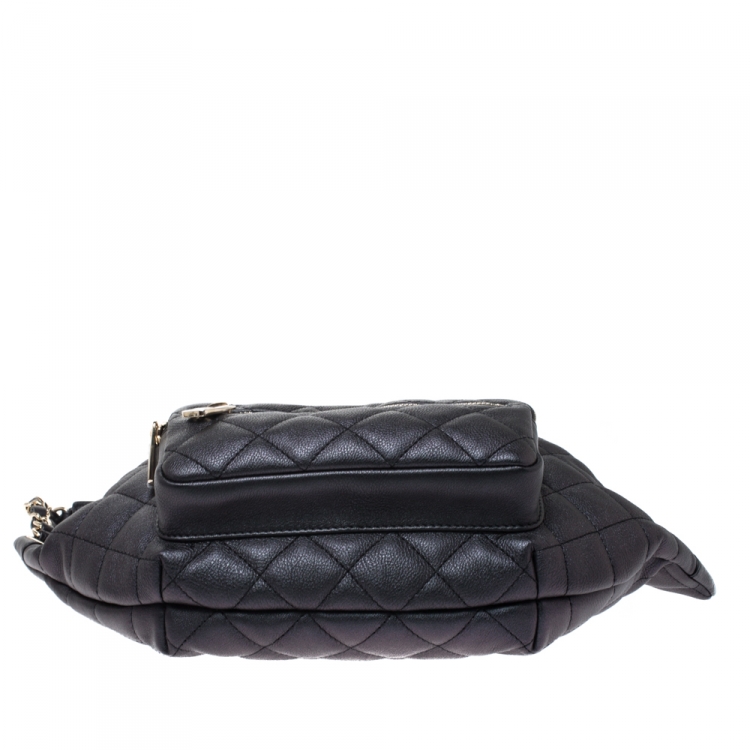 Pre Owned Chanel Metallic Green/Purple Quilted Leather Fanny Pack Waistbelt Bag