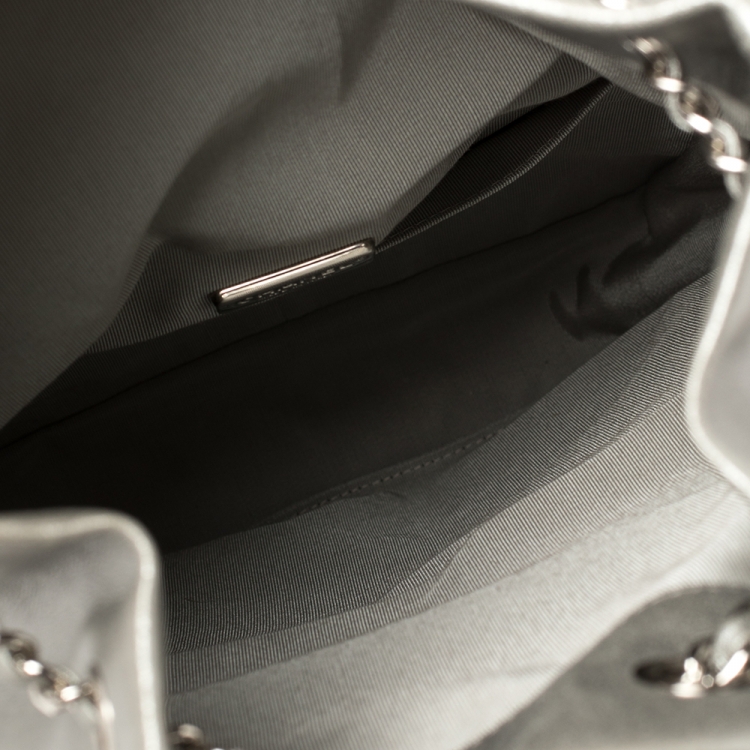 Pre Owned Chanel Silver Quilted Leather Large Seoul Backpack