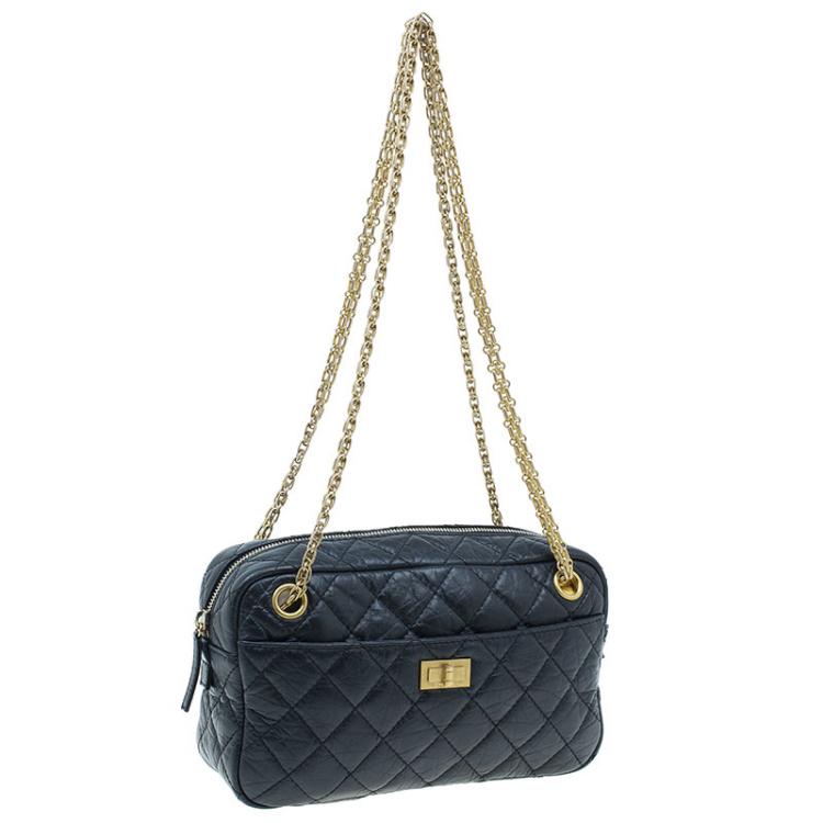 Pre Owned Chanel Black Leather Small Reissue Camera Bag