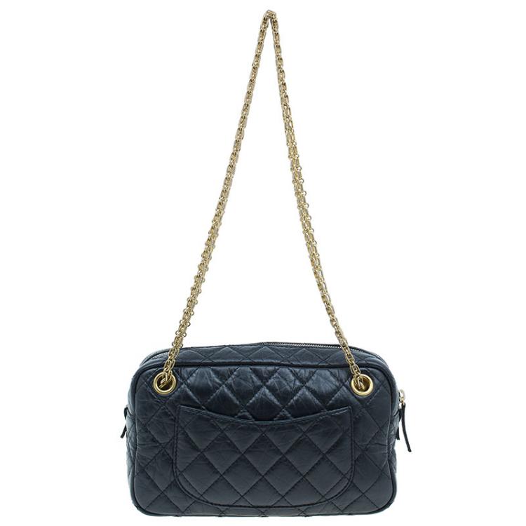 Pre Owned Chanel Black Leather Small Reissue Camera Bag