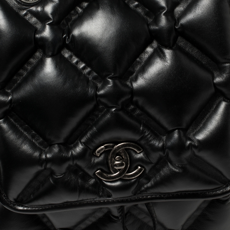 Pre Owned Chanel Black Quilted Leather Chesterfield Backpack