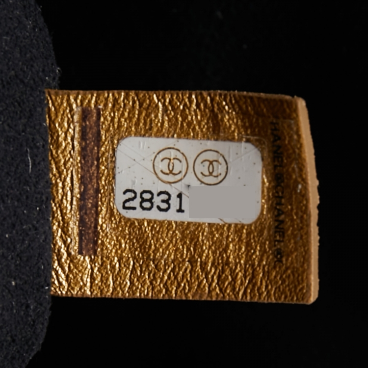 Pre Owned Chanel Gold Croc Embossed Leather Drawstring Backpack