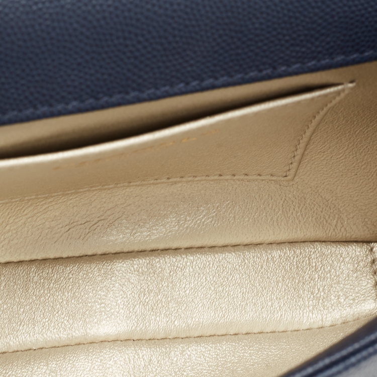 Pre Owned Chanel Blue Caviar Leather Captain Gold Waist Bag