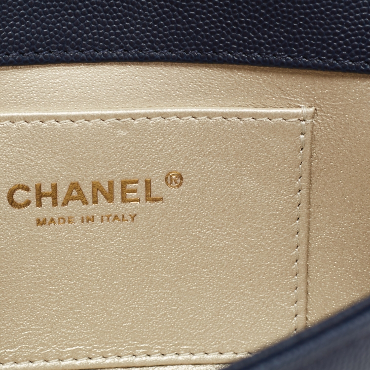 Pre Owned Chanel Blue Caviar Leather Captain Gold Waist Bag