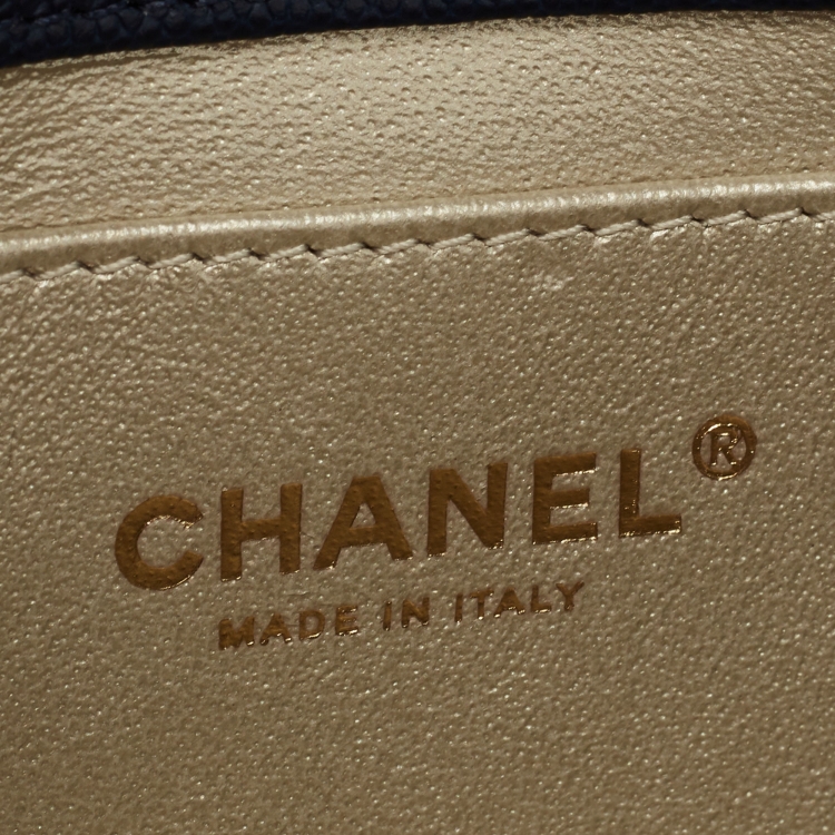 Pre Owned Chanel Blue Caviar Leather Captain Gold Waist Bag