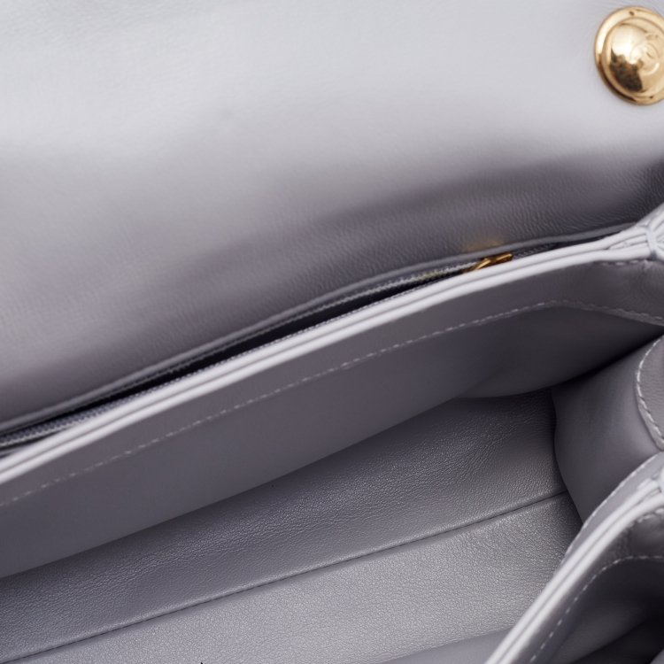 Pre Owned Chanel Grey Quilted Leather Medium Color Match Flap Bag