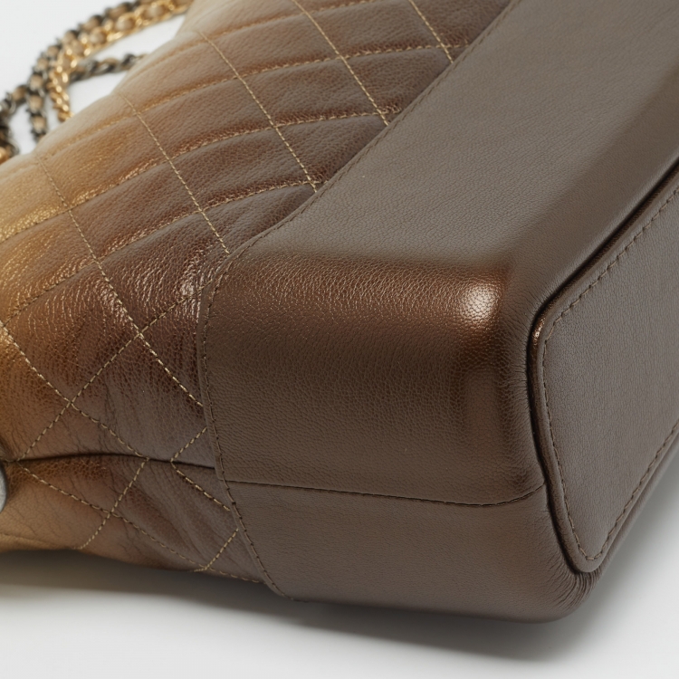Pre Owned Chanel Gold Ombre Quilted Leather Large Gabrielle Hobo 