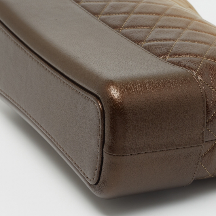 Pre Owned Chanel Gold Ombre Quilted Leather Large Gabrielle Hobo 