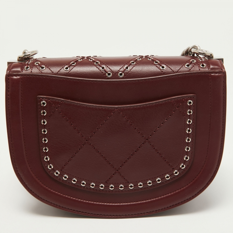 Pre Owned Chanel Burgundy Quilted Leather Small Coco Eyelet Flap Bag