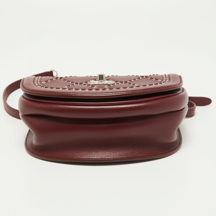 Pre Owned Chanel Burgundy Quilted Leather Small Coco Eyelet Flap Bag