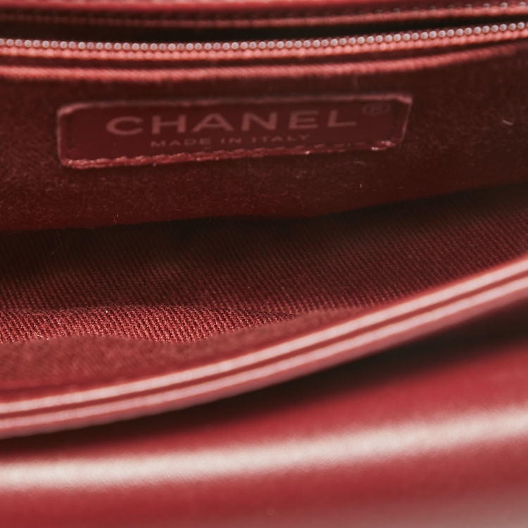 Pre Owned Chanel Burgundy Quilted Leather Small Coco Eyelet Flap Bag