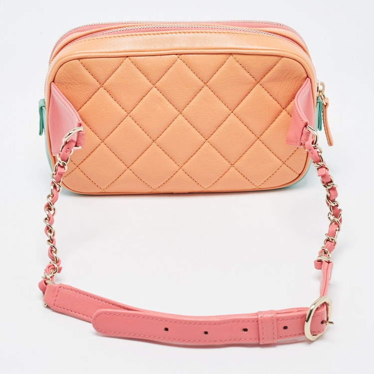 Pre Owned Chanel Mulicolor Quilted Leather CC Double Zip Waist Bag