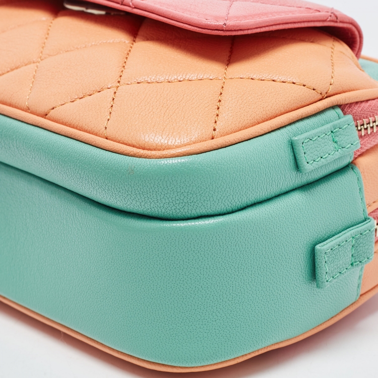 Pre Owned Chanel Mulicolor Quilted Leather CC Double Zip Waist Bag