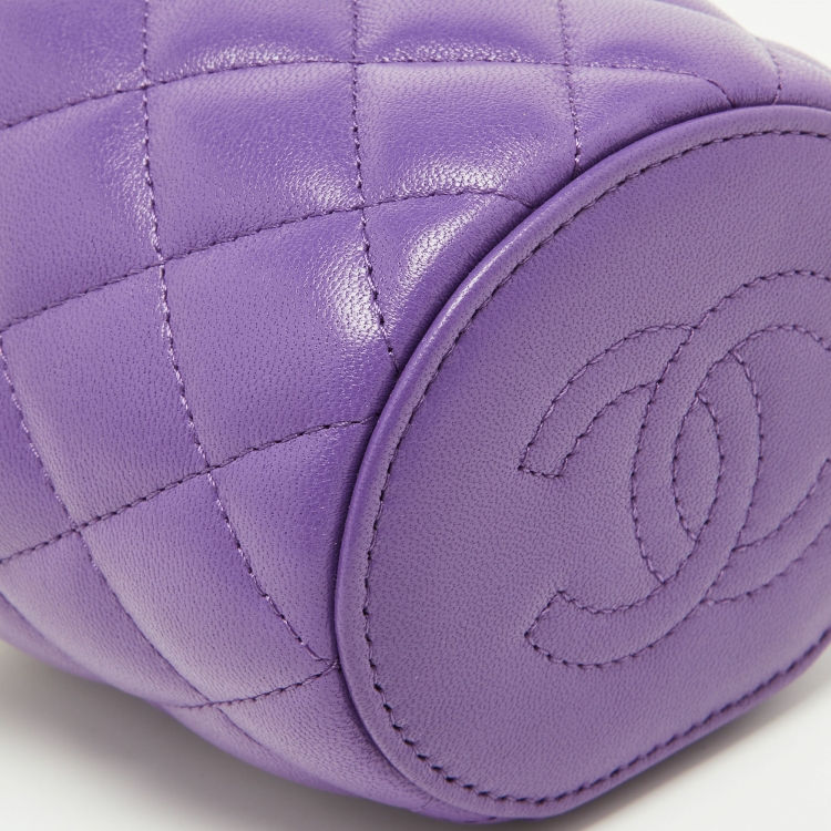 Pre Owned Chanel Purple Quilted Leather Small Vanity Case Top Handle Bag