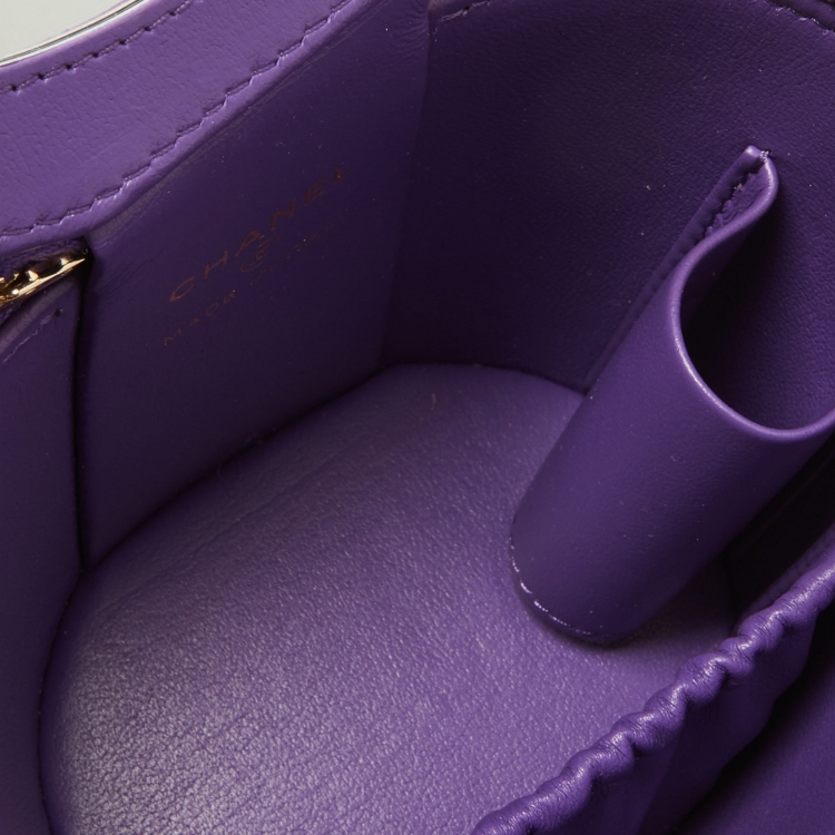 Pre Owned Chanel Purple Quilted Leather Small Vanity Case Top Handle Bag