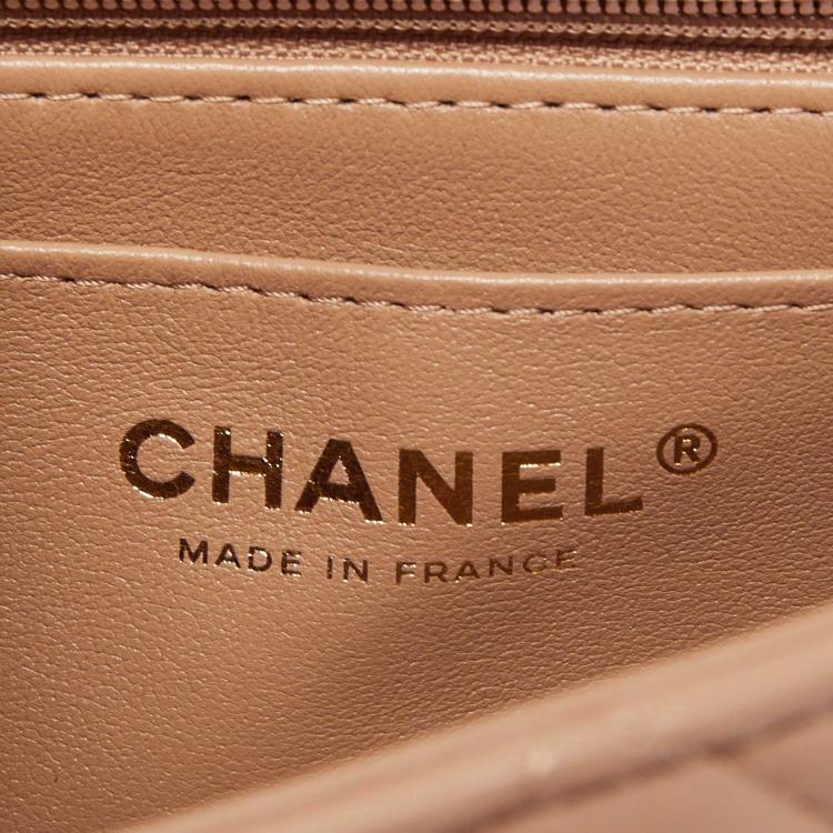 Pre Owned Chanel Caramel Quilted Leather Mini Classic Top Handle Bag