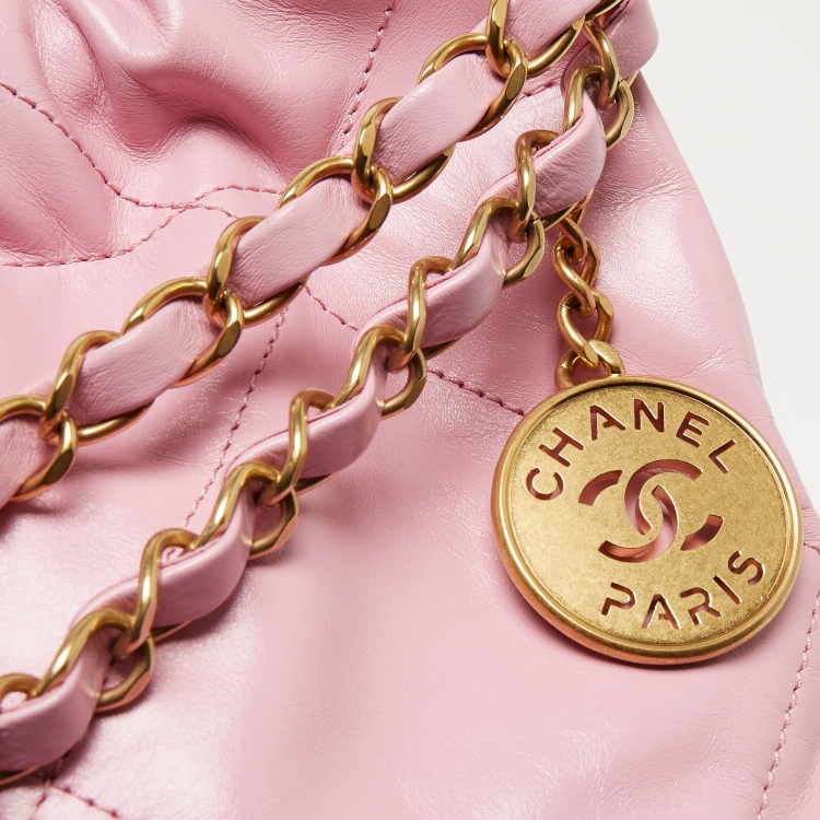 Pre Owned Chanel Pink Quilted Leather Small 22 Hobo