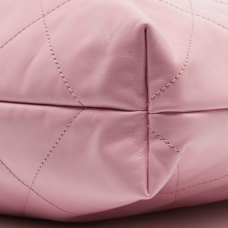 Pre Owned Chanel Pink Quilted Leather Small 22 Hobo