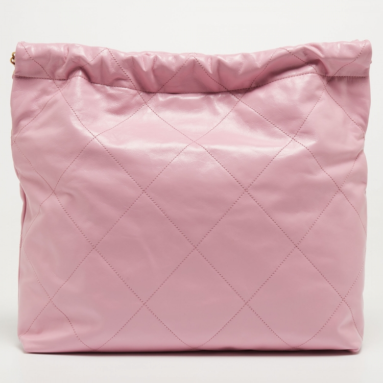 Pre Owned Chanel Pink Quilted Leather Small 22 Hobo