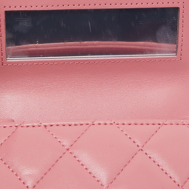 Pre Owned Chanel Pink Quilted Leather Mini CC Square Top Handle Bag