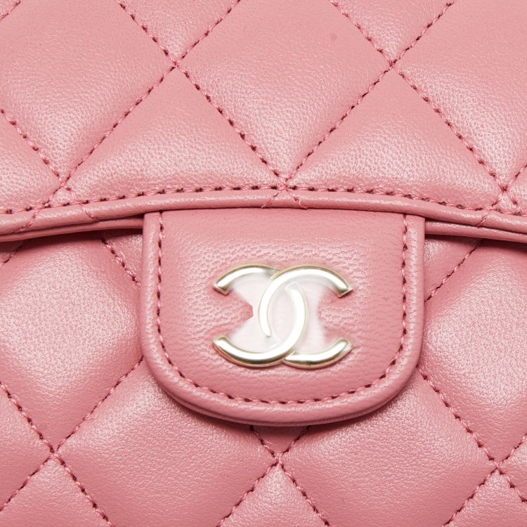 Pre Owned Chanel Pink Quilted Leather Mini CC Square Top Handle Bag