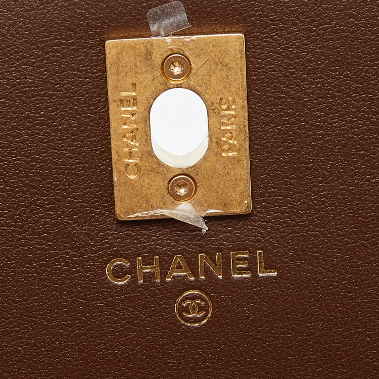 Pre Owned Chanel Brown Quilted Caviar Leather Wallet on Chain 