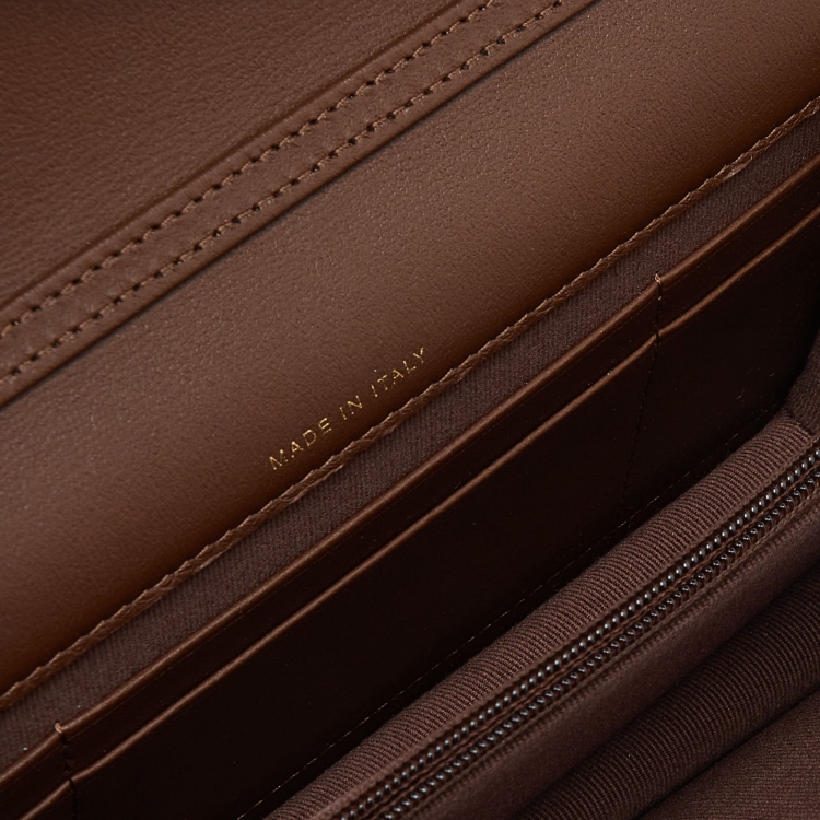 Pre Owned Chanel Brown Quilted Caviar Leather Wallet on Chain 