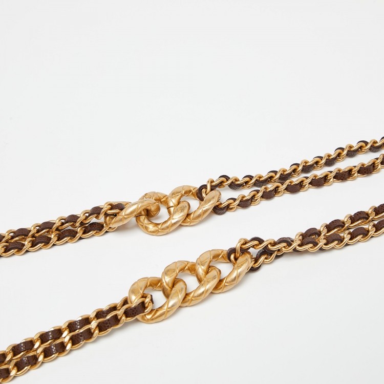 Pre Owned Chanel Brown Quilted Caviar Leather Wallet on Chain 