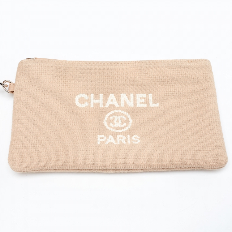 Pre Owned Chanel Beige Canvas and Leather Large Deauville Shopper Tote