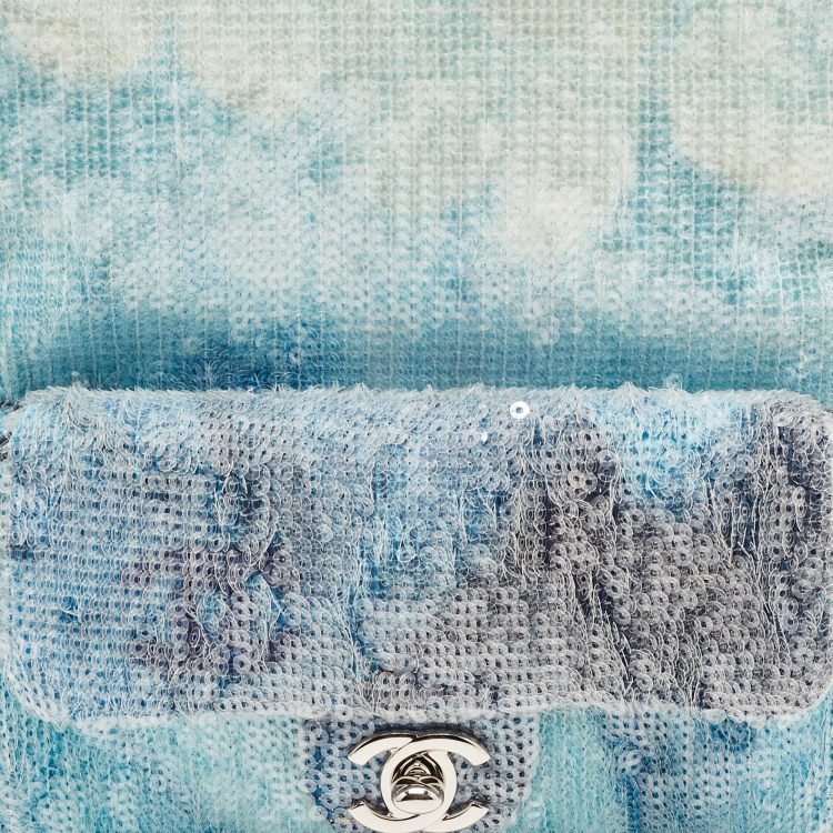 Pre Owned Chanel Blue Sequin and Leather Mini Waterfall Backpack