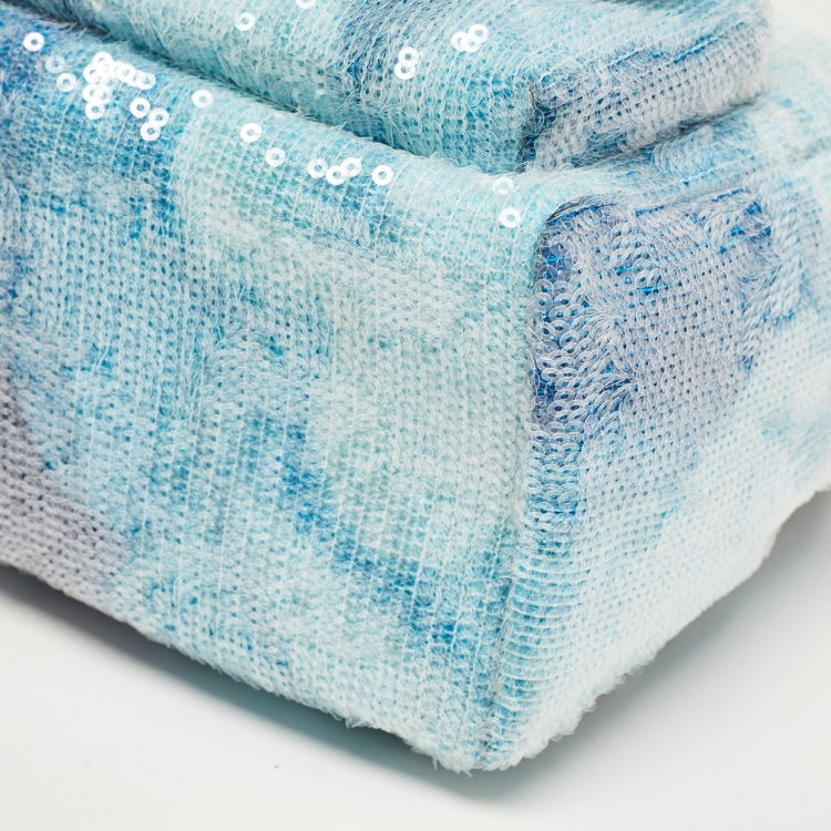 Pre Owned Chanel Blue Sequin and Leather Mini Waterfall Backpack