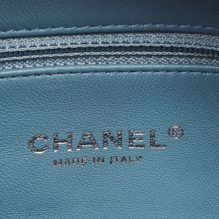 Pre Owned Chanel Blue Sequin and Leather Mini Waterfall Backpack