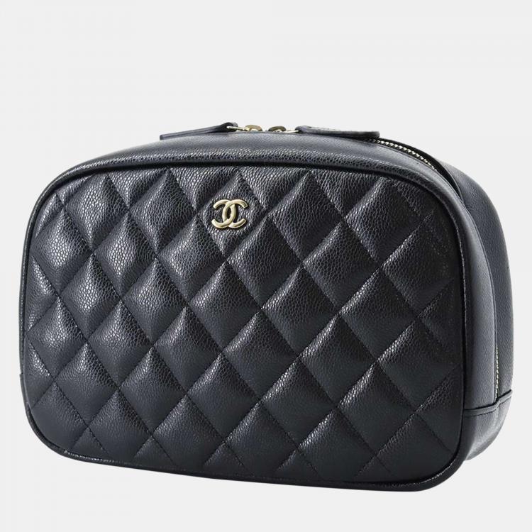 Chanel Black Caviar Leather Classic Cosmetic Pouch