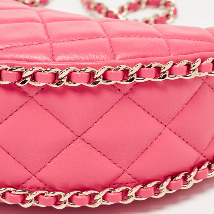 Pre Owned Chanel Pink Quilted Leather CC Moon Bag