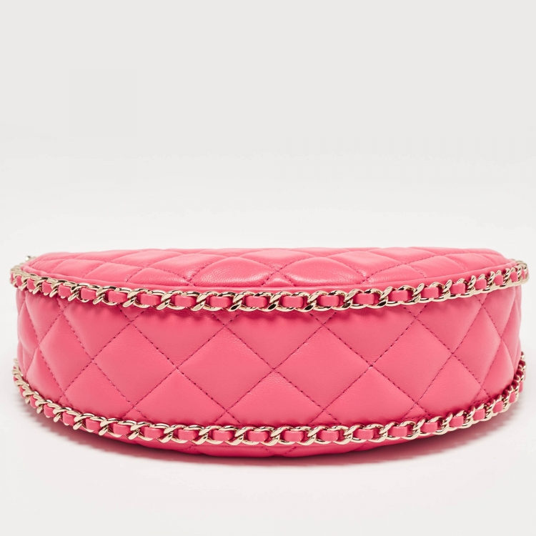 Pre Owned Chanel Pink Quilted Leather CC Moon Bag